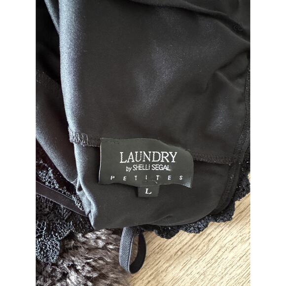 Laundry by Shelli Segal Black Crochet Lace Slip Dress L Made in USA - Picture 2 of 8